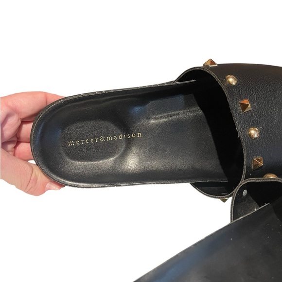 Mercer & Madison leather studded slides black 8 - Picture 6 of 8